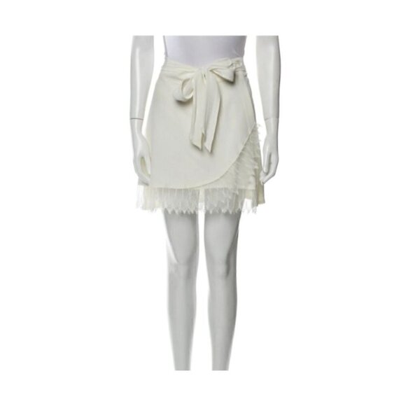 IRO White Nicole Wrap Whimsical Lace Trim Preppy Mini Skirt Size 2 XS - Picture 3 of 12